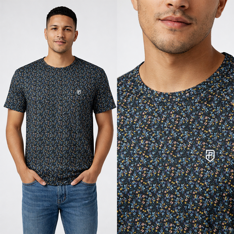Camiseta Barranquilla Flores (azul)