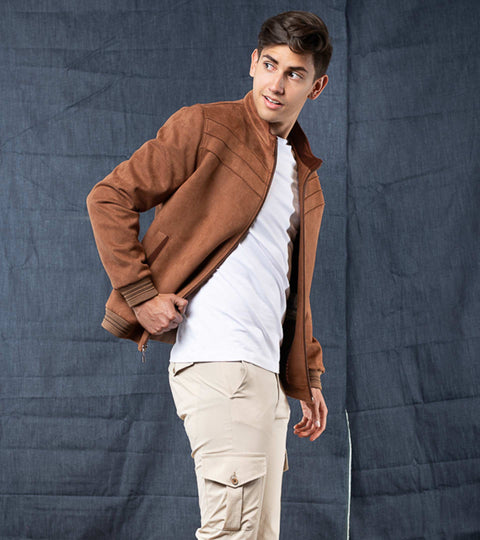 Chaqueta gamuza ocre