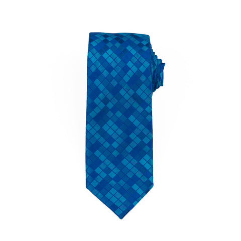 Corbata cuadros 02 azul
