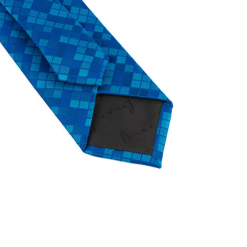 Corbata cuadros 02 azul